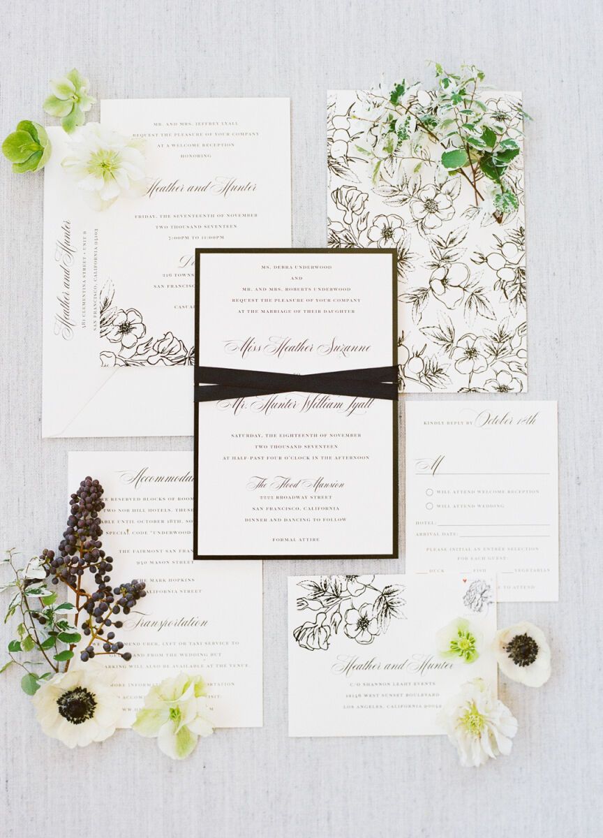 Wedding invitation wording etiquette: See more hand drawn wedding invitations by Bourne Paper Co